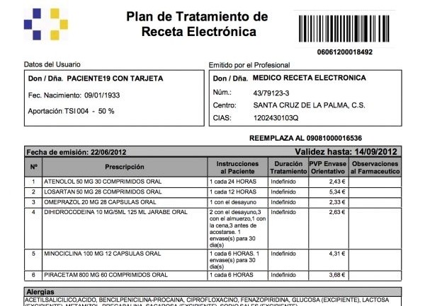Sanidad implanta la Receta Electr�nica en todos los hospitales del SCS