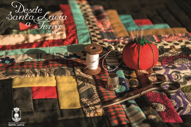 Santa Luc�a lleva a Teror la almazuela, una antigua t�cnica de costura de restauraci�n  