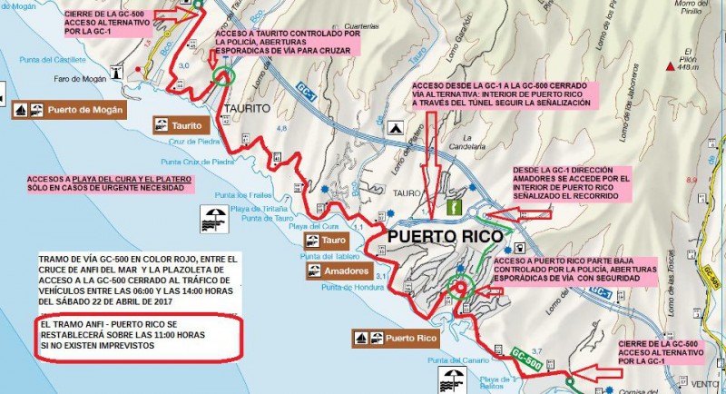Mog�n informa sobre el corte del tr�fico de la carretera GC-500 