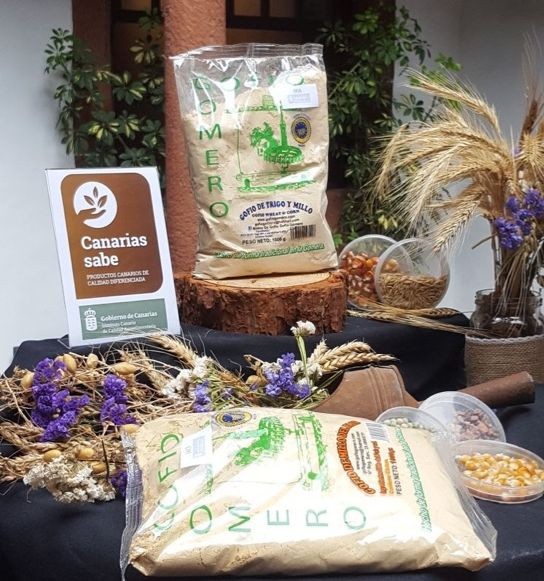 Gofio Gomero elaborado con mezcla de trigo y millo, el mejor gofio de Canarias
