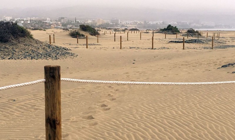 El Cabildo finaliza el acordonamiento de los balancones de las Dunas de Maspalomas