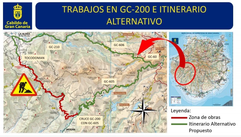 El Cabildo inicia el reasfaltado de la carretera de Mog�n a La Aldea 