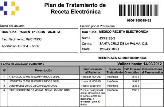 La receta electr�nica iniciada en Canarias, llega ya a 16 autonom�as