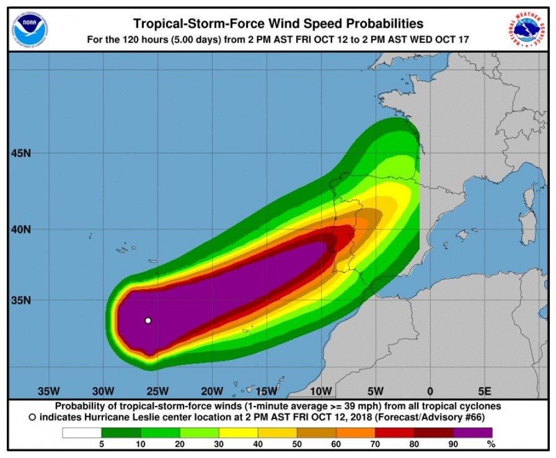 Leslie se aleja de Canarias