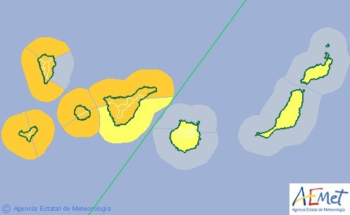 Canarias en alerta este domingo y lunes por lluvias y vientos de hasta 110km/h 