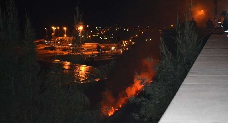 Un incendio destruye el ca�averal de la ladera de Playa del Ingl�s al Veril