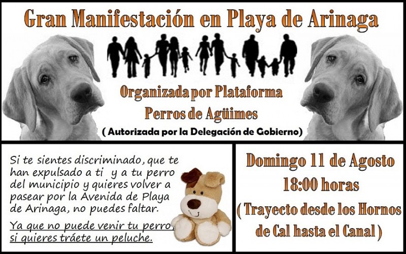 Vecinos a Ag�imes se manifiestan con perros de peluche este domingo en Arinaga