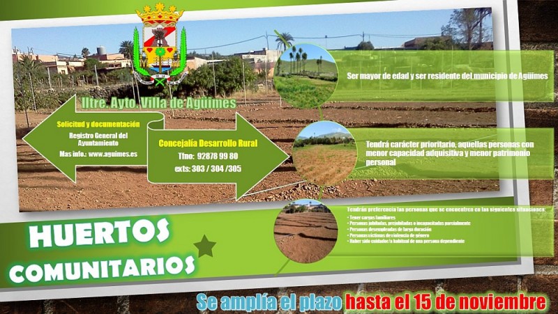 Ag�imes ampl�a el plazo para la concesi�n del uso temporal de  �Huertos Comunitarios� 