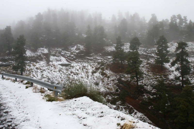  El Cabildo cierra los accesos a la Cumbre ante la previsible aparici�n de placas de hielo en las carreteras.
